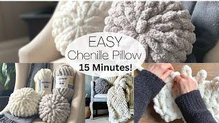 How to Hand Knit a Chenille Round Ball Pillow in 15 min!  🪢