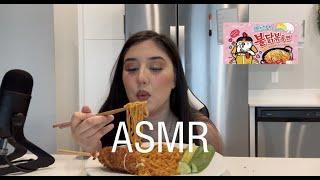 ASMR CARBONARA FIRE NOODLES (EATING SOUNDS) NO TALKING | NATALIE NORIEGA