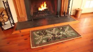 Fire-Resistant Hooked Wool Pine Cone Rug SKU#33720 - Plow & Hearth