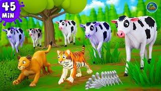 Jungle Animals Farm Diorama Compilation - Funny Farm Animals Cow, Elephant, Lion, Tiger, Sheep, Goat