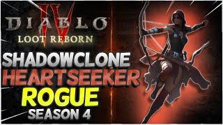 INSANE SHADOW CLONE HEARTSEEKER ROGUE BUILD GUIDE DIABLO 4 SEASON 4!