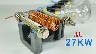 Amazing 27KW Most Powerful Free Energy Generator at Home with Big Magnet and Coper wire