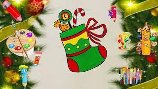 How To Draw a Christmas Stocking.Как Нарисовать Рождественские Носки