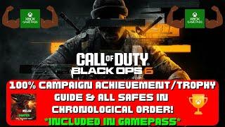 COD Black Ops 6 - 100% Campaign Achievements/Trophies & Safes In Chronological Order *Gamepass*