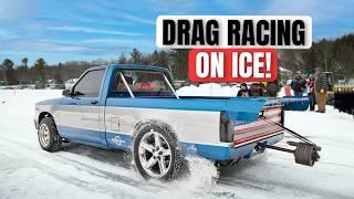 Drag Racing ON ICE with HomeMade Studded Tires (3,000 screws PER TIRE!)