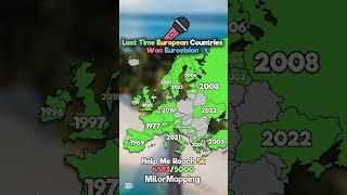 Last Time European Countries Won Eurovision #europe #sub #mapping #history #meme #viral #edit #flag