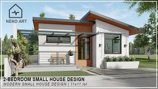 EP-53 | 2 BEDROOM SMALL BUNGALOW HOUSE DESIGN (11X11m LOT) - Modern Bungalow House Design | NEKO ART