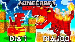 🟥SOBREVIVÍ 100 DÍAS como DINOSAURIO de FUEGO en Minecraft HARDCORE!