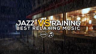 Jazz relaxing music in the street night raining | Ken ambience