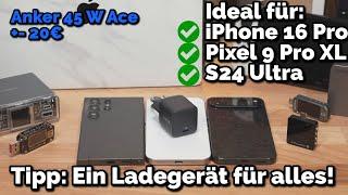 Das beste Ladegerät fürs iPhone 16 Pro, Samsung S24 und Pixel 9 Pro, eins für alles!