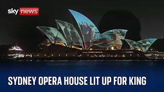 Sydney Opera House lights up for King and Queen's arrival in Australia