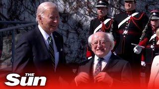 Biden meets Irish President Michael Higgins and signs guest book