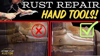 Metal Shaping with ONLY Hand Tools STEP BY STEP!!! NASTY RUST REPAIR "Getter Dan's" 1934 Ford PU