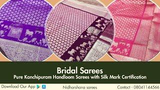 Bridal Sarees Pure Kanchipuram Handloom Sarees with Silk Mark Certification |#bridalsarees