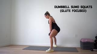 DUMBBELL SUMO SQUATS GLUTE FOCUSED