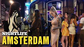 Busy Nightlife in Amsterdam 4K Night Walking Tour 2024