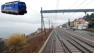  4K  Romont - Lausanne-Sébeillon - Renens cab ride [02.2022] Führerstandsmitfahrt