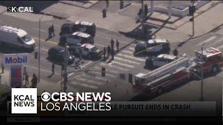 Pursuit ends in crash, closing the Crenshaw Boulevard and Florence Avenue intersection