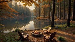 Calm Morning Moments | Lakeside Campfire & Birdsong Ambience | Relaxing