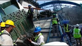 Launch of main arch of Chenab Bridge on Katra-Banihal rail section in Jammu & Kashmir, India