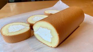 鮮奶油蛋糕捲/瑞士捲  Whipping Cream Roll Cake   | 口感綿密滑順 |不開裂不掉皮 | 戚風蛋糕製作手法