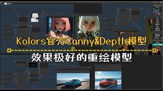 Kolors官方Canny&Depth模型应用,效果极好的重绘模型 #stablediffusion #ComfyUI