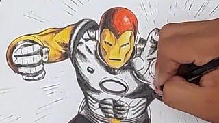 IRON MAN DRAWING COLORED PENCILS ️