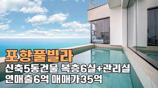 포항 청하 소재 신축 풀빌라펜션 매매 / 독채 복층구조 전 객실, 오션뷰가 펼쳐지고 매출도 좋습니다