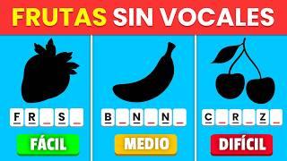 Adivina FRUTAS/VEGETALES Sin Vocales 🫐 - De Fácil a MUY DIFÍCIL | Test de Agilidad Mental 