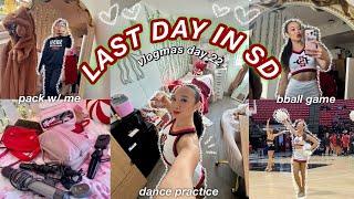 LAST DAY IN SD: pack w/ me, dance practice, & bball game | Vlogmas Day 22