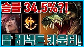 통계로 보는 레넥톤 카운터 TOP 3 - 승률 34.5%로 만드는 카운터 챔피언 / 룬 / 템트리 꿀조합은?