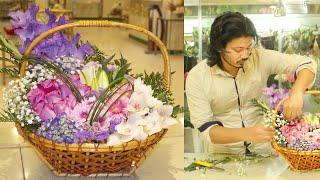 Flower Basket arrangement, Flower bouquet in a basket