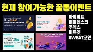 현재 참여가능한 꿀통이벤트 5가지! 500만원 상당(바이비트, 주멕스, 페어데스크, 비트겟, 스웻코인)