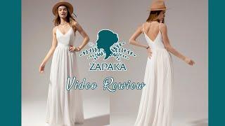 Women White Long Chiffon Bridesmaid Dress Spaghetti Straps Lace Boho Wedding Dress | ZAPAKA