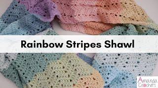 Rainbow Stripes Shawl | Easy Crochet Shawl Pattern | Ripple Shawl | Beginner Crochet Tutorial