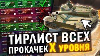 ТИРЛИСТ ВСЕХ ПРОКАЧЕК 10 УРОВНЯ в Tanks Blitz / ЛУЧШИЕ И ХУДШИЕ ТАНКИ