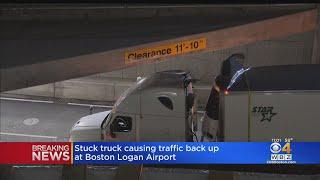 Stuck truck causing traffic backup at Logan Airport