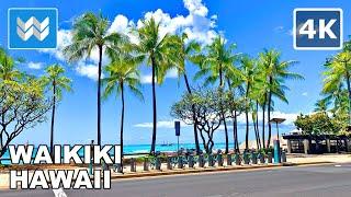 [4K] Exploring Waikiki in Honolulu Hawaii USA Walking Tour & Travel Vacation Guide  Binaural Sound