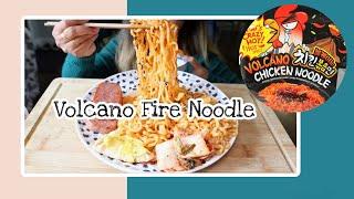 VOLCANO FIRE NOODLE + SPAM, EGG and KIMCHI EATING