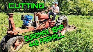 Duromax 440cc 18 HP Farmall H gets new gear ratio to bushhogg better at Keyfarm.