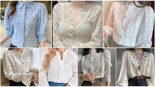 Summer's Best Cotton `tops designs ideas for girl//white lace tops designs