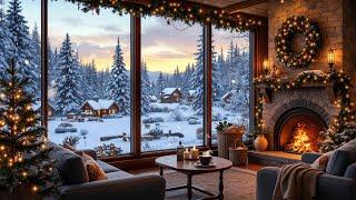 Relaxing Christmas Jazz Music & Fireplace Sounds for Good Mood Cozy Christmas Coffee Shop Ambience