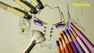 Easy drawing Deva Path (an anime character in Naruto) with prismacolor pencils set 150 #Shorts [128]