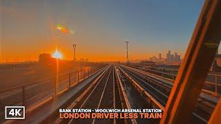 Golden Hour DLR Ride  | Stunning Front-Seat Journey from Bank to Woolwich Arsenal | London Sunrise