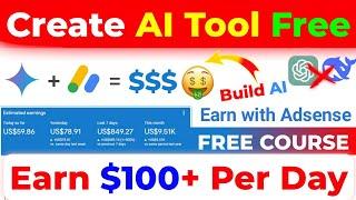  100% FREE AI Tool Website + AdSense = $100 Daily! (No Coding Needed)   Free Own AI Tool Website