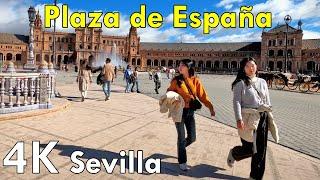 Exploring Plaza de España and Maria Luisa Park - 4k Walking Tour in Seville Spain