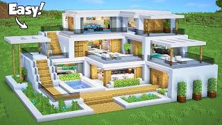 Minecraft: How to Build the Ultimate Modern House Tutorial (Easy) #46 - Interior in Description!