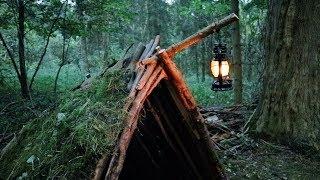 Bushcraft Overnighter - Survival Shelter build - No Talk - ASMR