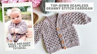 Mini Pop Cardigan - Top-Down Baby & Child Size Cardigan Crochet Pattern