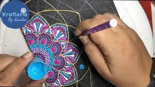 Blue Purple pink dot mandala painting on a 6/8 inch hard canvas. Dot mandala painting for beginners.